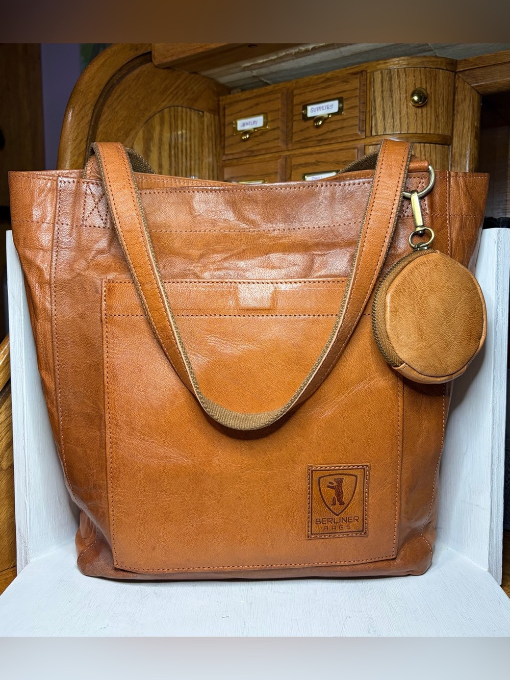 Berliner Bags Vintage Goat Leather Tote Bag - Natural